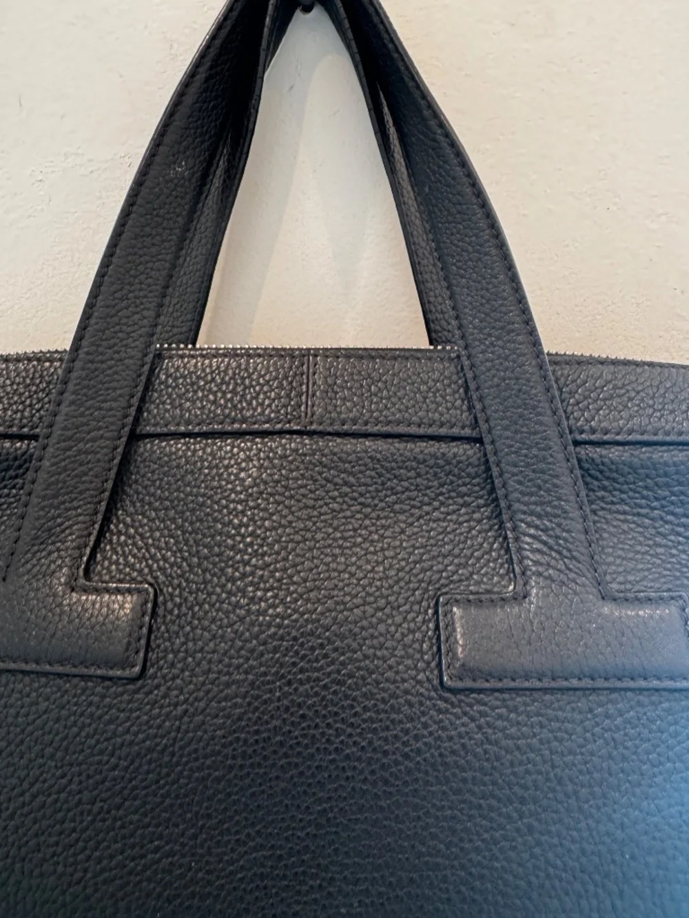TOM FORD BLACK LEATHER PEBBLED ATTACHÉ BRIEFCASE